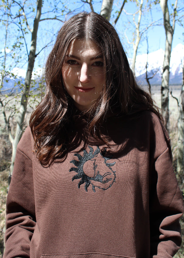 Embroidered Sun Wolf Hoodie